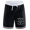 Black athletic shorts with a white elastic waistband, white drawstring, and white printed 'Teddy Blaze' logo on the left leg, shown against a plain white background.