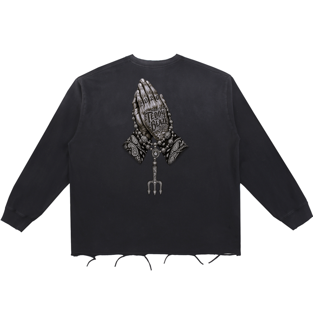 Sin City Snow Wash Raw Edge Cotton Jumper