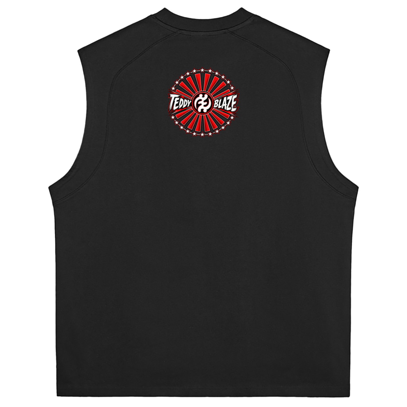 Shop the Teddy Blaze Brand Rising Sorona Quick-Dry Cooling Tank, a cotton-Sorona unisex sleeveless streetwear tank featuring Teddy Blaze Samurai artwork.