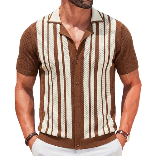 Retro Flocked Striped Openknit Cabana
