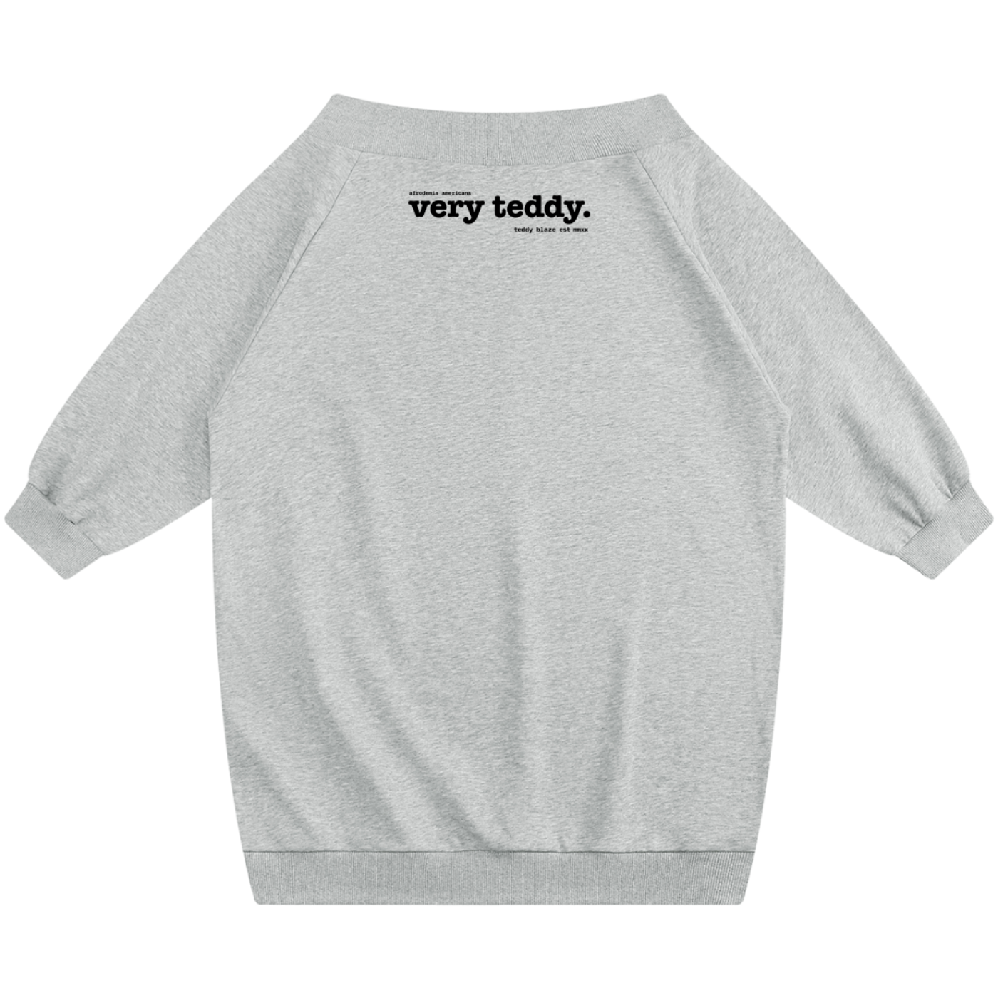 Shop the Teddy Blaze Afrodemia Americana Off-the-Shoulder Dress, a relaxed cotton-blend sweatshirt dress featuring signature Afrodemia artwork and VERY TEDDY house branding.