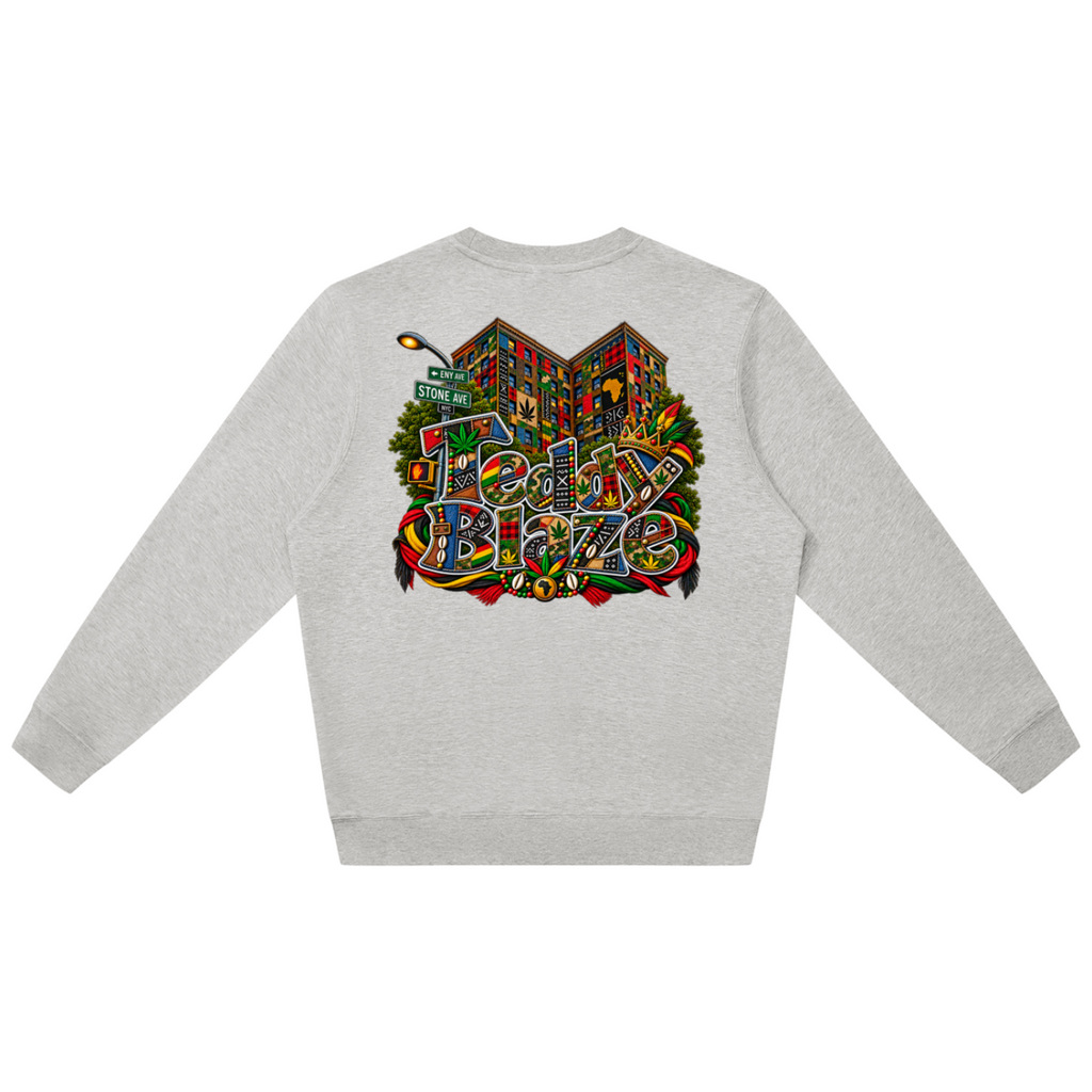 Shop the Teddy Blaze Boho ENY Oversized Jumper featuring Teddy Blaze Boho, relaxed unisex styling and signature East New York-inspired artwork.