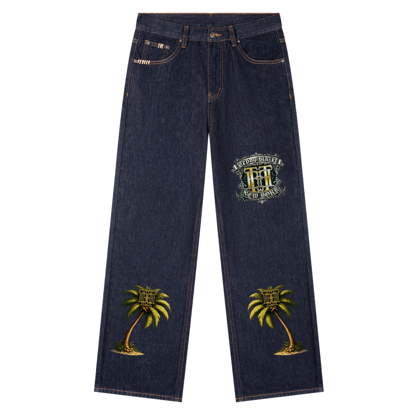 Golden Palms Heavyweight Straight Leg Denim Jeans