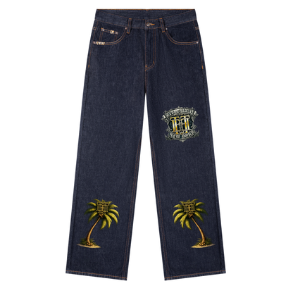 Golden Palms Heavyweight Straight Leg Denim Jeans