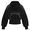 Shop the Iron + Ivy Spray-Faded Pearl-Embellished Cropped Hoodie by Teddy Blaze. Oversized cropped fleece hoodie featuring hand-applied pearl beading and spray-fade treatment.