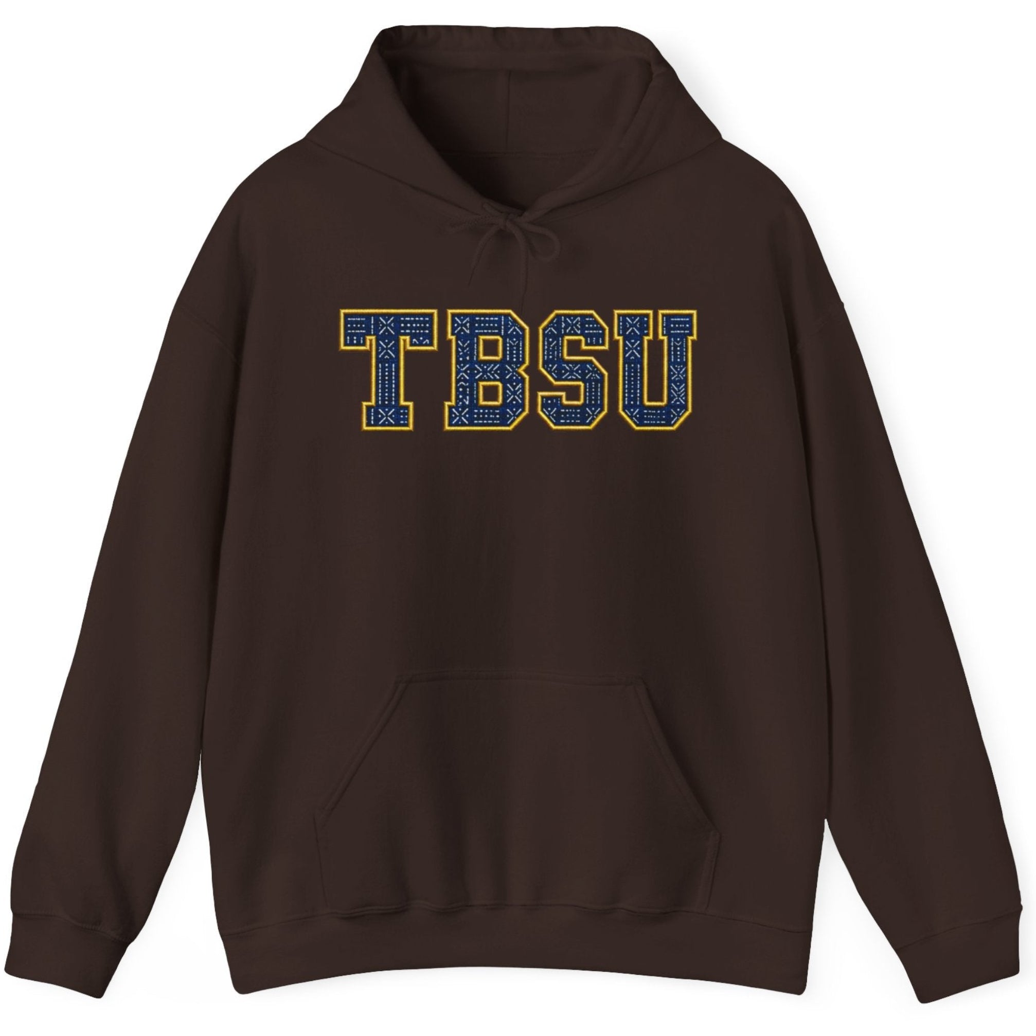 A navy blue pullover hoodie with a front graphic featuring a stylized American flag made of repeated 'The Corvette' text in white, red, and blue, shown on a plain white background.