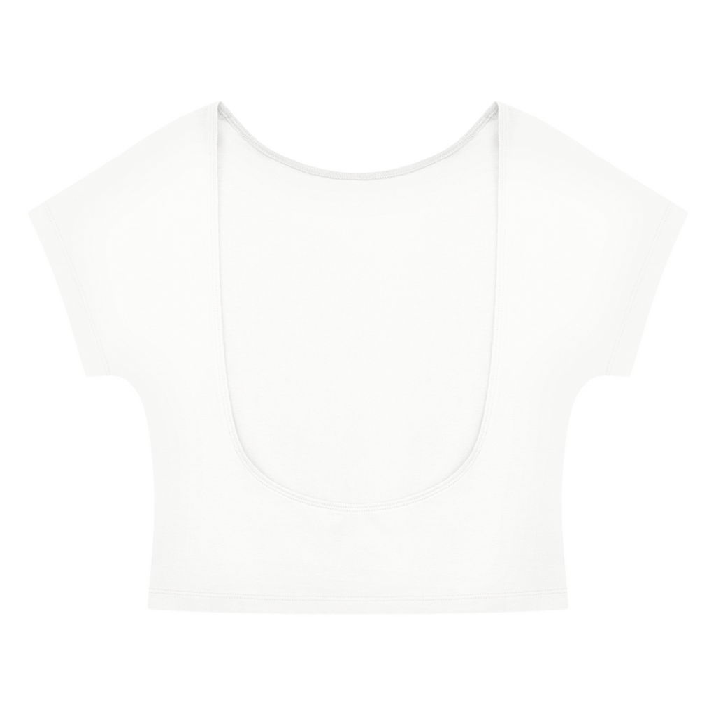 Shop the Women's Brand Rising Open-Back Tee by Teddy Blaze. Ultra-thin cotton-spandex cropped tee featuring an open neck and central Gye Nyame graphic.