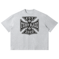 Shop the DaCruz Boxy Tee by Teddy Blaze. 220 GSM cotton-poly oversized drop-shoulder t-shirt with iron cross gothic emblem from TOPS BY TEDDY BLAZE.