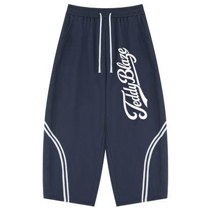 Unisex wide leg sweatpants with striped leg detailing, oversized Signature graphic, cotton-blend comfort, and BK Collection streetwear energy.