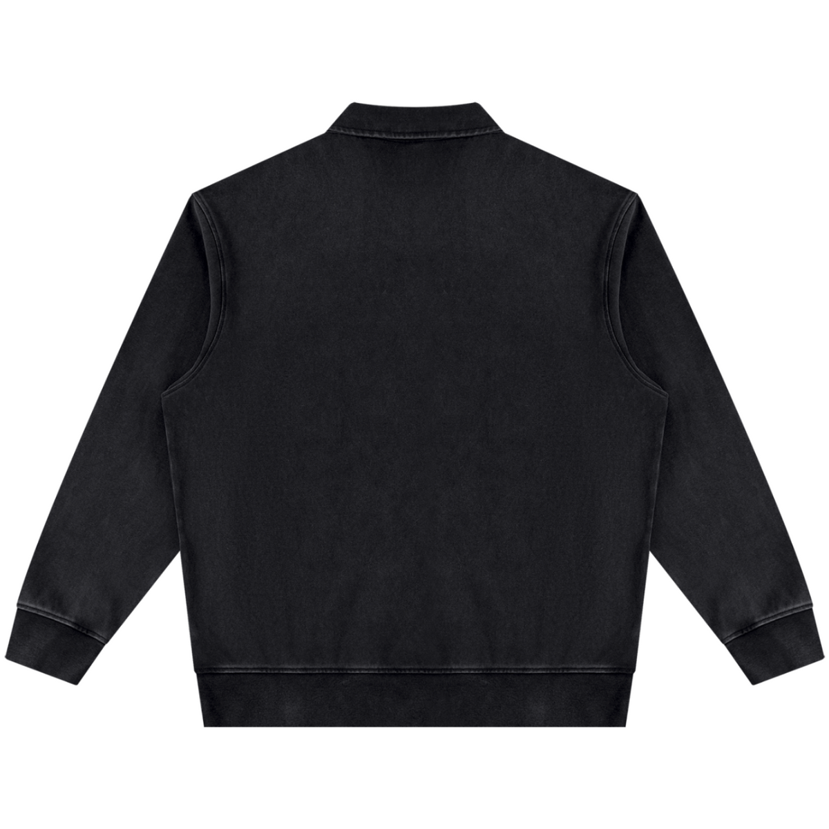 Elevate your casual layering with the House of Teddy Blaze Signature Vintage Wash Cotton Quarter-Zip. Mineral washed-black cotton fleece, lapel collar, quarter zip, and script logo print. Shop NYC to Vegas style.