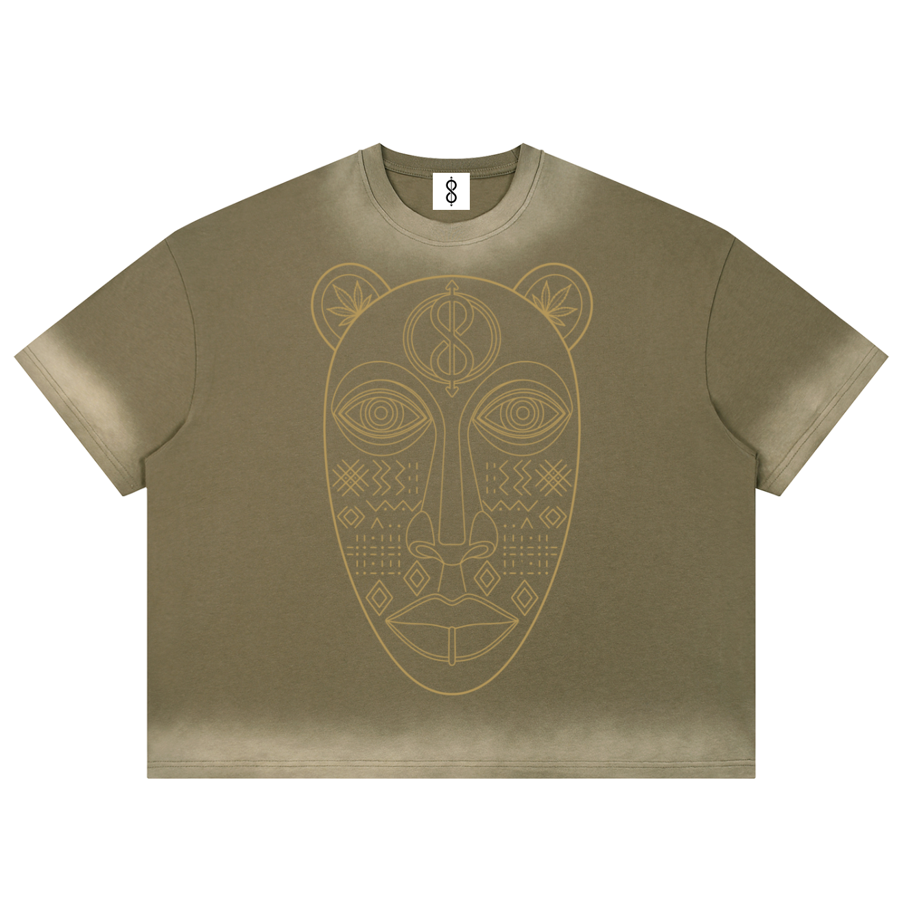 Khaki t-shirt on a white background