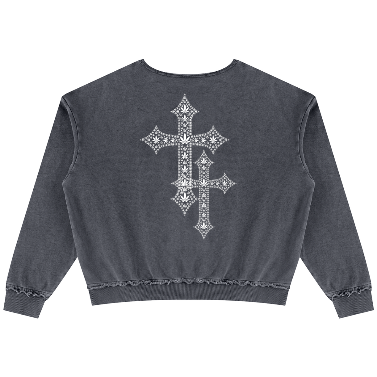 Shop the Freedom Crest Cotton Trucker Jumper by Teddy Blaze. Heavyweight 400 gsm snow-wash cotton crewneck sweater featuring a distressed hem, front pouch pocket, and DaCruz back print.