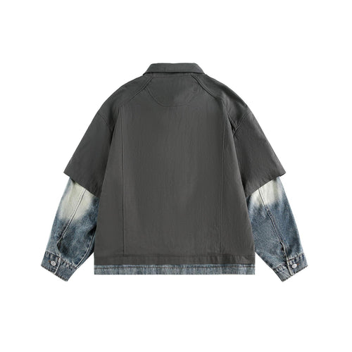Layered Denim Hybrid Overshirt