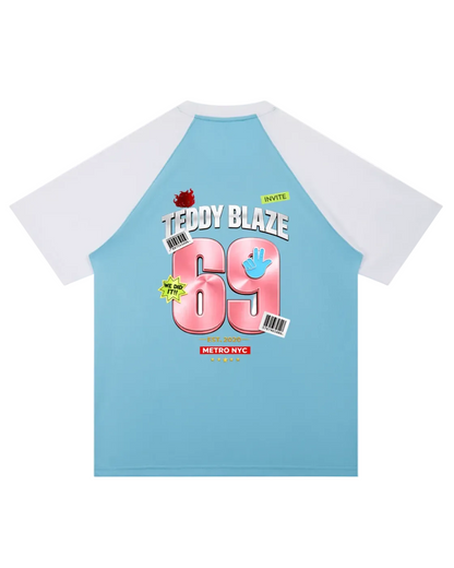 Contrast Raglan Sleeve Mesh T-Shirt