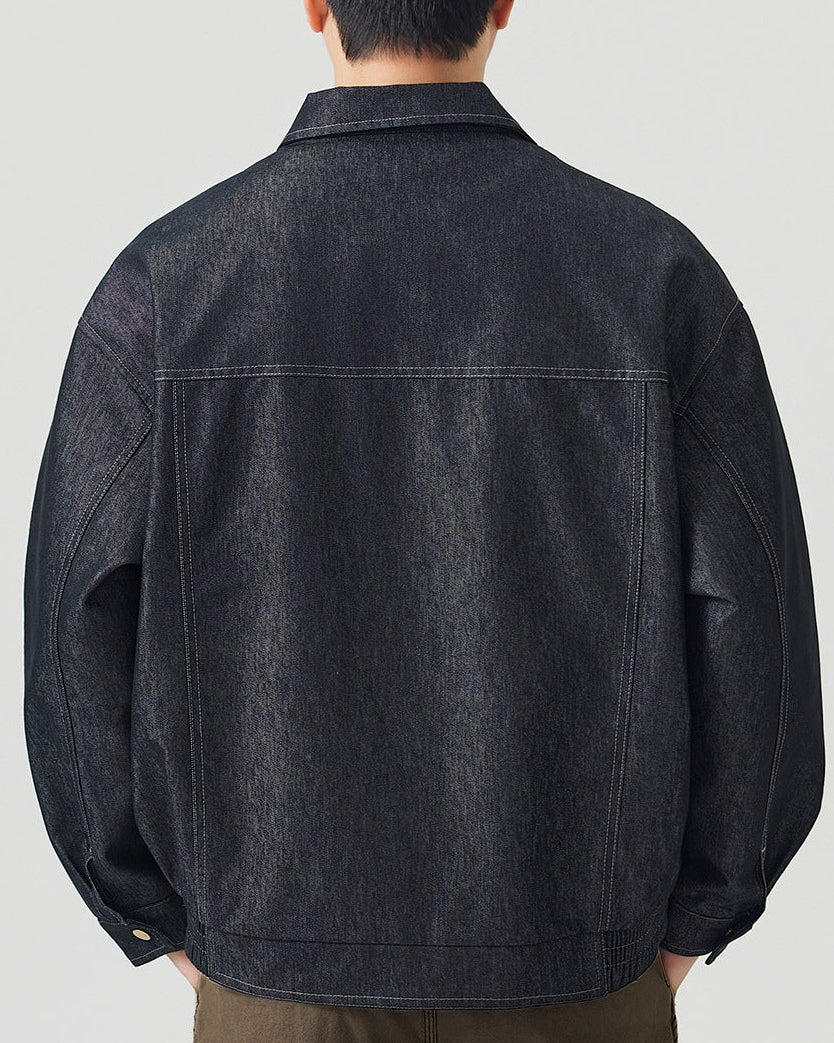 Black Denim Zip Jacket