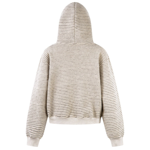Shop the Iron + Ivy Faux Fur Trim Fleece Zip Hoodie by Teddy Blaze. Heavyweight dark grey striped fleece hoodie featuring a plush faux fur hood lining and full-zip closure.