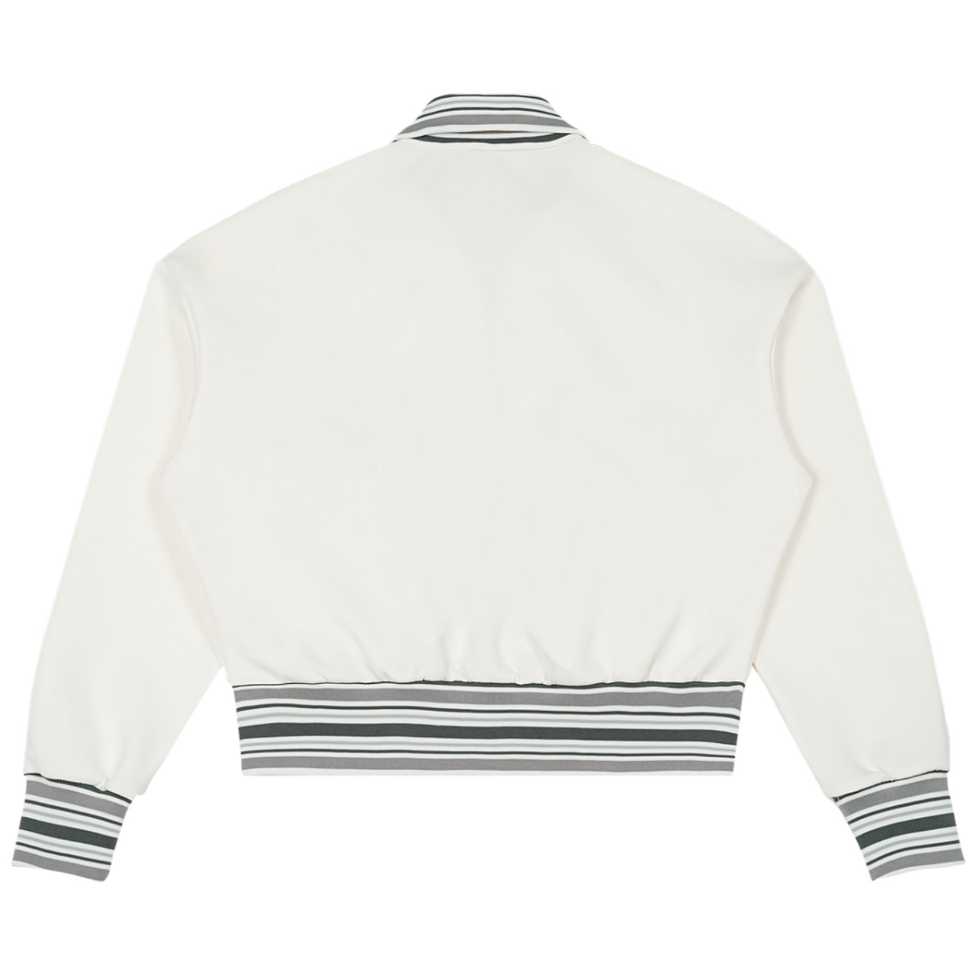 Shop the Signature Striped Trim Rib Collar Jacket by Teddy Blaze. 380 GSM heavy stretch cotton zip jacket with striped trim from WE OUTSIDE! OUTERWEAR.