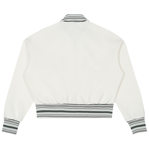 Shop the Signature Striped Trim Rib Collar Jacket by Teddy Blaze. 380 GSM heavy stretch cotton zip jacket with striped trim from WE OUTSIDE! OUTERWEAR.