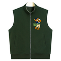 Green vest with a teddy bear logo on a white background