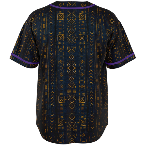 Discover the Teddy Blaze Mud of Indigo Baseball Jersey, featuring an indigo mudcloth-inspired print, contrast piping and breathable moisture-wicking jersey knit.