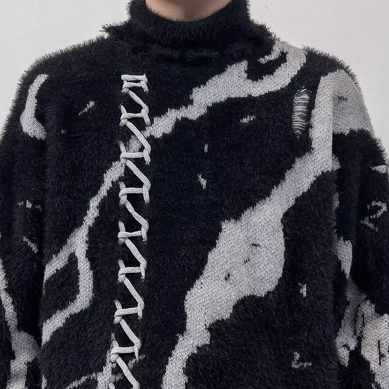 Monochrome Brushed Laced Sweater