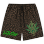 81C Leopard Print Striped Detail Shorts | Teddy Kush