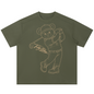 Green t-shirt with a bear graphic holding a golf club on a white background