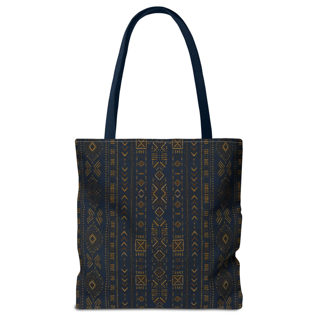 Carry more in the Teddy Blaze Mud of Indigo Grab + Go Bag, an 18" oversized tote featuring indigo mudcloth-inspired artwork, boxed corners and reinforced handles.