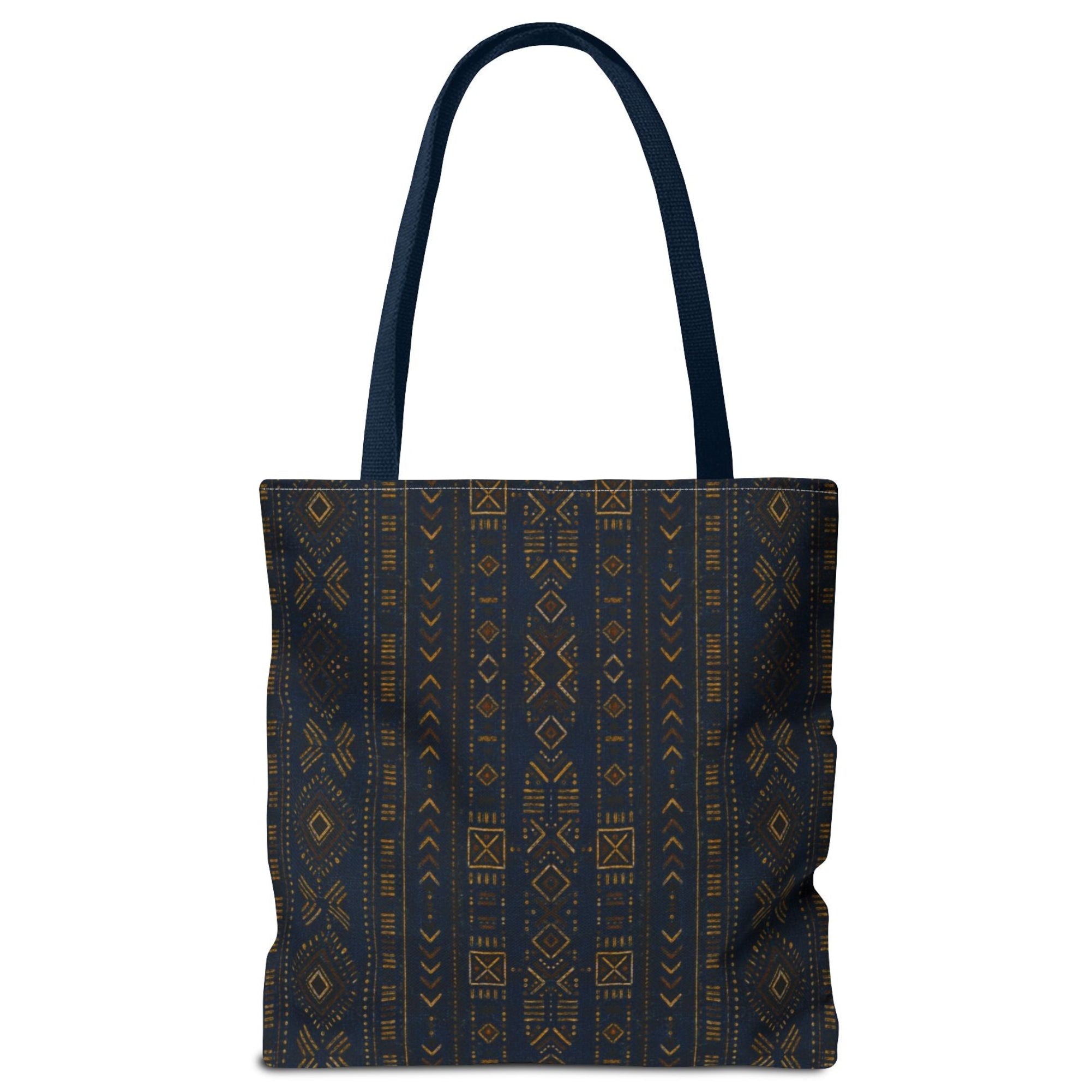 Carry more in the Teddy Blaze Mud of Indigo Grab + Go Bag, an 18" oversized tote featuring indigo mudcloth-inspired artwork, boxed corners and reinforced handles.