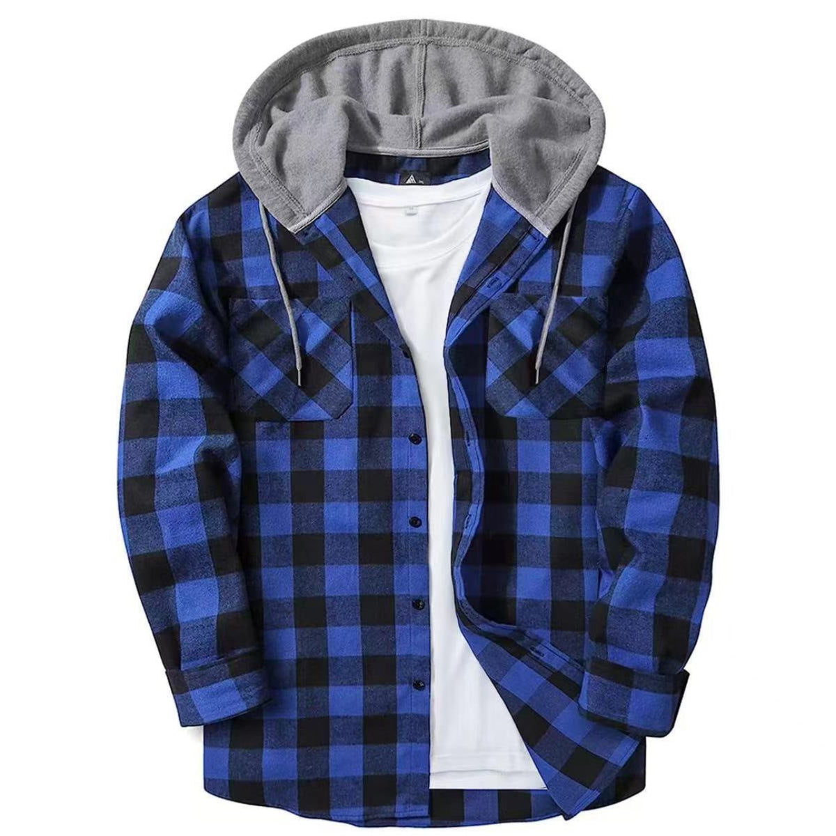 Shop the Iron + Ivy Buffalo Plaid Hooded Flannel Shirt by Teddy Blaze. Heavyweight cotton buffalo check button-down featuring an integrated contrast grey fleece hood and dual flap chest pockets.