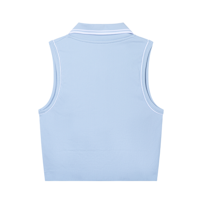 81C Cropped Polo Tank | Teddy Azure