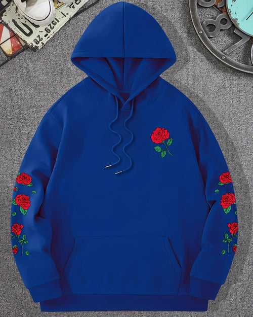 Shop the Rose Print Sleeve Pullover Hoodie by Teddy Blaze. Soft fleece pullover featuring red rose sleeve graphics from THE IVY MAN collection.