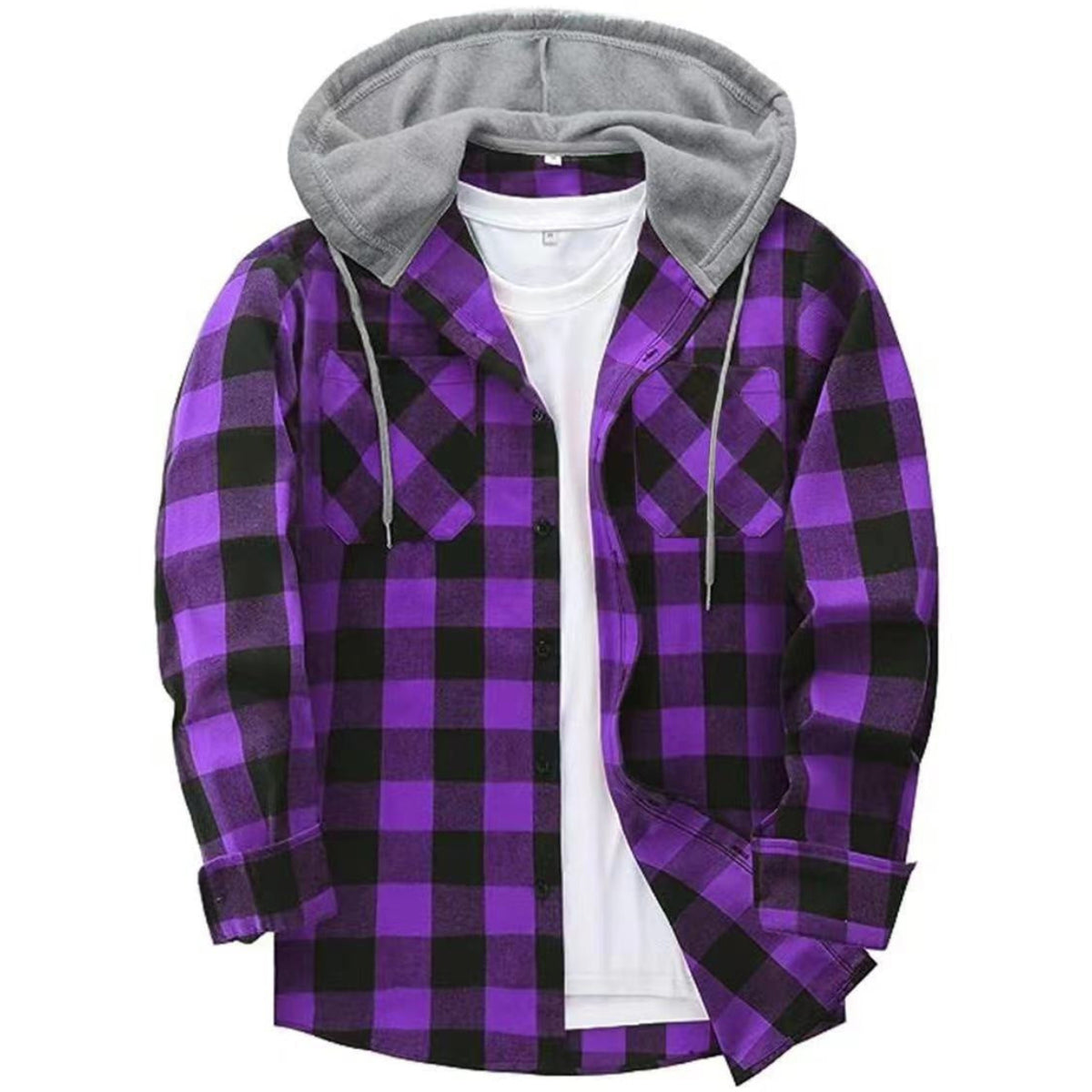 Shop the Iron + Ivy Buffalo Plaid Hooded Flannel Shirt by Teddy Blaze. Heavyweight cotton buffalo check button-down featuring an integrated contrast grey fleece hood and dual flap chest pockets.