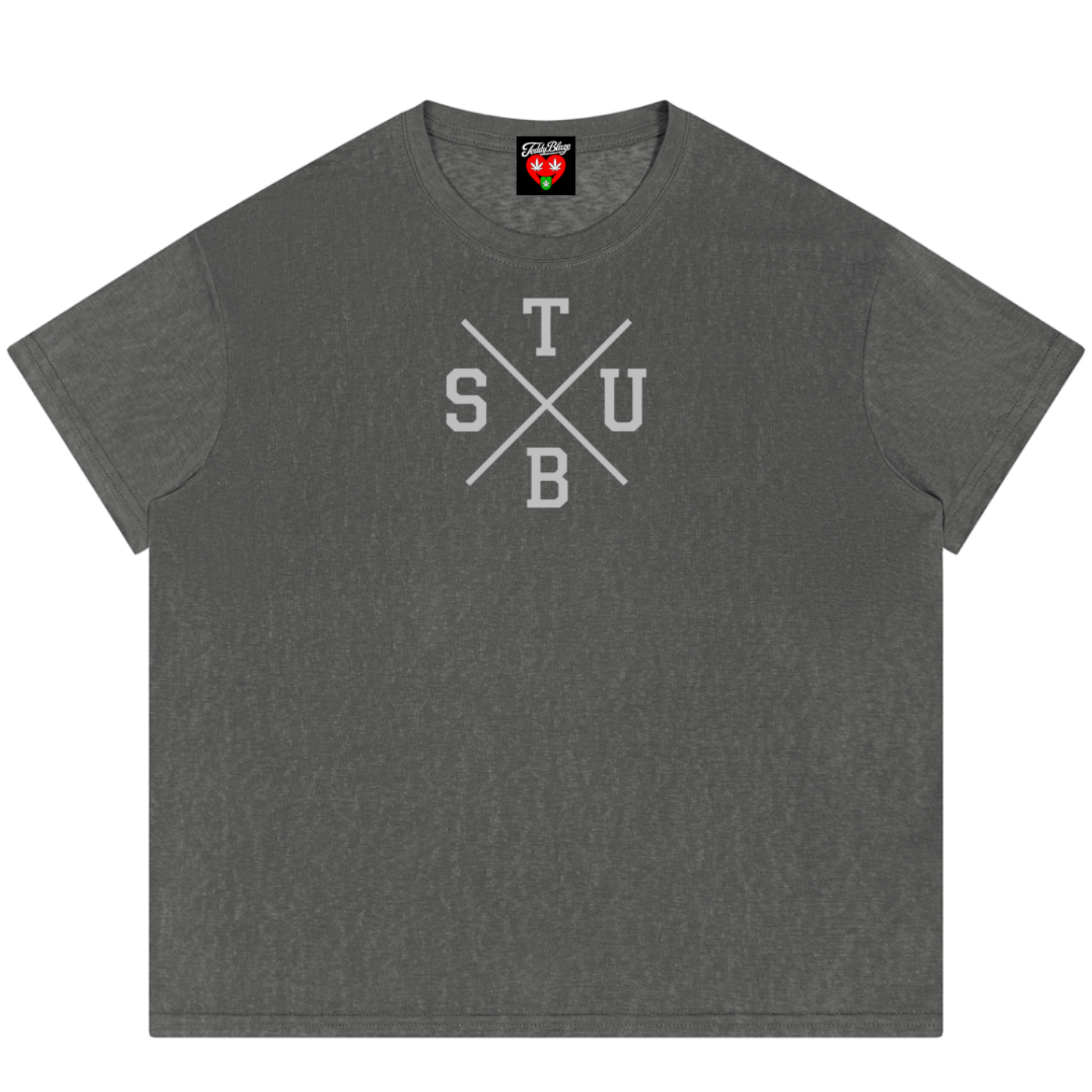 Gray t-shirt with 'ATLAS' logo on a white background
