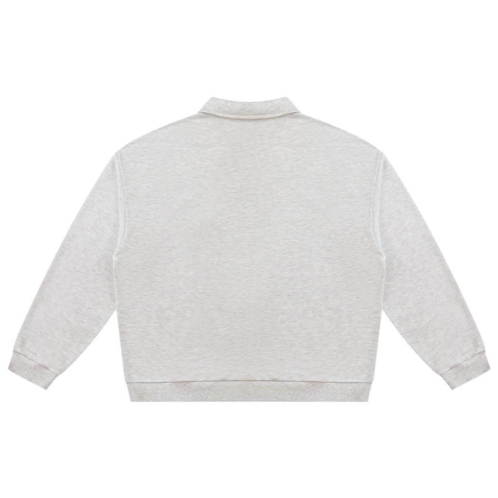 Shop the Signature Oversized Fleece Rugby Shirt by Teddy Blaze. 310 GSM ash heather fleece rugby polo reflecting stealth wealth and quiet luxury from the TOPS category of The Mature Mocha Collection.