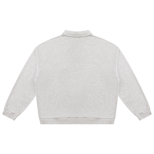 Shop the Signature Oversized Fleece Rugby Shirt by Teddy Blaze. 310 GSM ash heather fleece rugby polo reflecting stealth wealth and quiet luxury from the TOPS category of The Mature Mocha Collection.