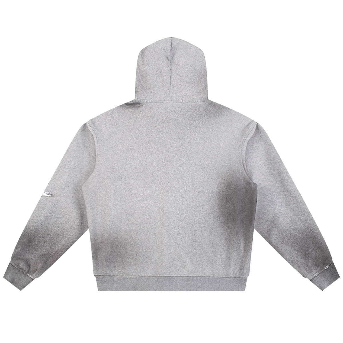 Elevate your distressed layers with the House of Teddy Blaze Signature Sun Washed Frayed Fleece Hoodie. Sun-washed gray 465 gsm fleece, frayed hood trim, ripped accents, and script logo chest graphic. Shop NYC to Vegas style.