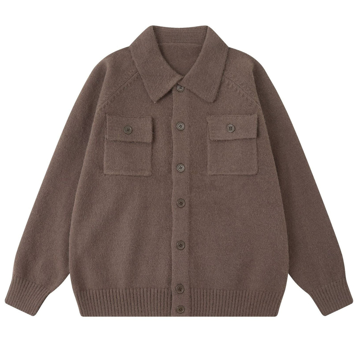 Shop the Iron + Ivy Knit Utility Shirt Jacket by Teddy Blaze. Heavyweight heather grey knit shirt jacket featuring dual chest flap pockets and a point collar.
