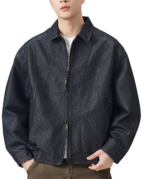 Black Denim Zip Jacket