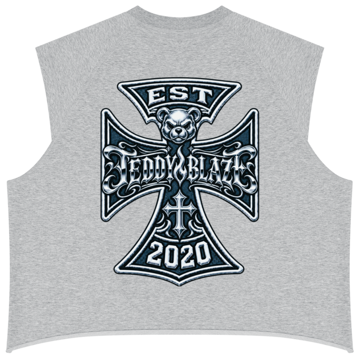 Shop the Fuego Cruz Raw Hem Tank by Teddy Blaze. Mid-weight 250 gsm cotton-blend muscle tank featuring a notch V-neck, raw edges, and the DaCruz back crest.