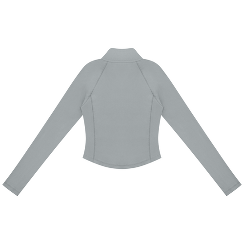 Shop the Iron + Ivy Quarter Zip Yoga Top by Teddy Blaze. High-stretch 210 gsm cotton-spandex bodycon performance top with stand collar and left chest gothic script.