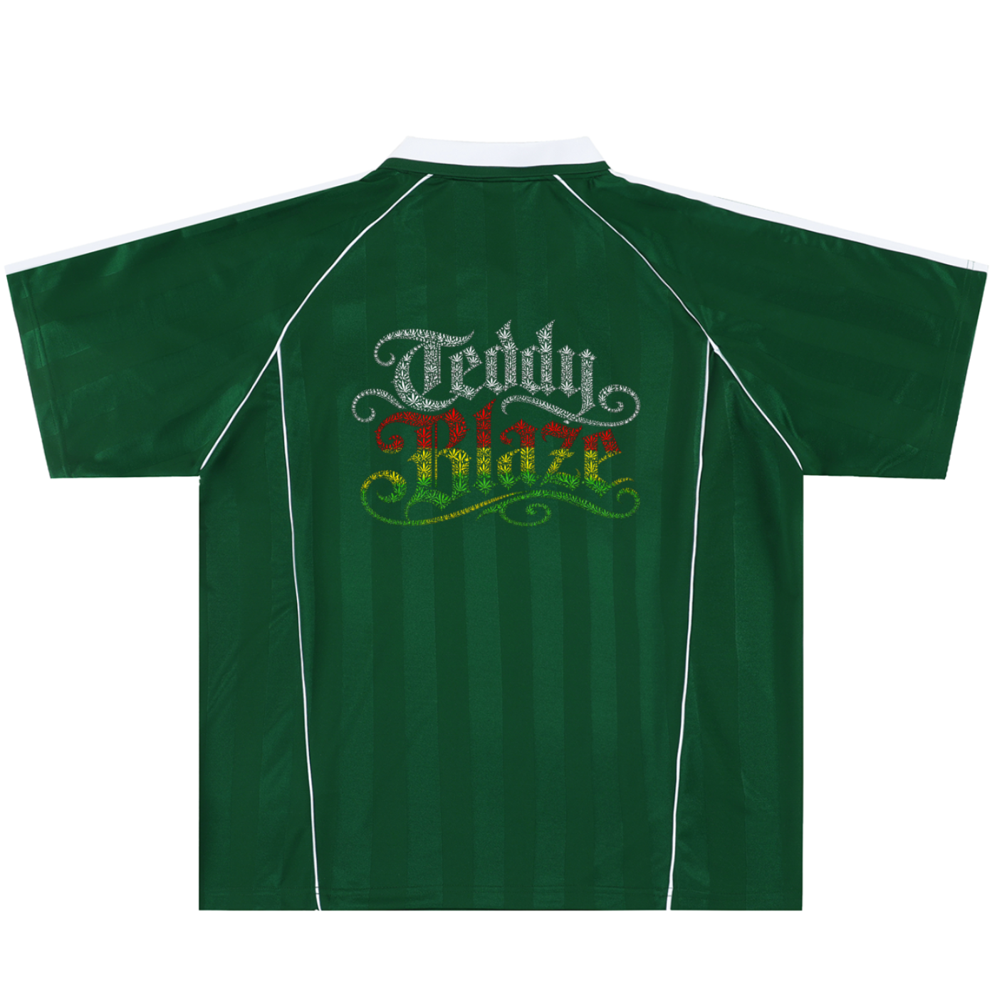 A dark green short-sleeve athletic jersey with white piping and a stylized 'Truly Blaze' graphic printed on the back, shown against a plain white background.