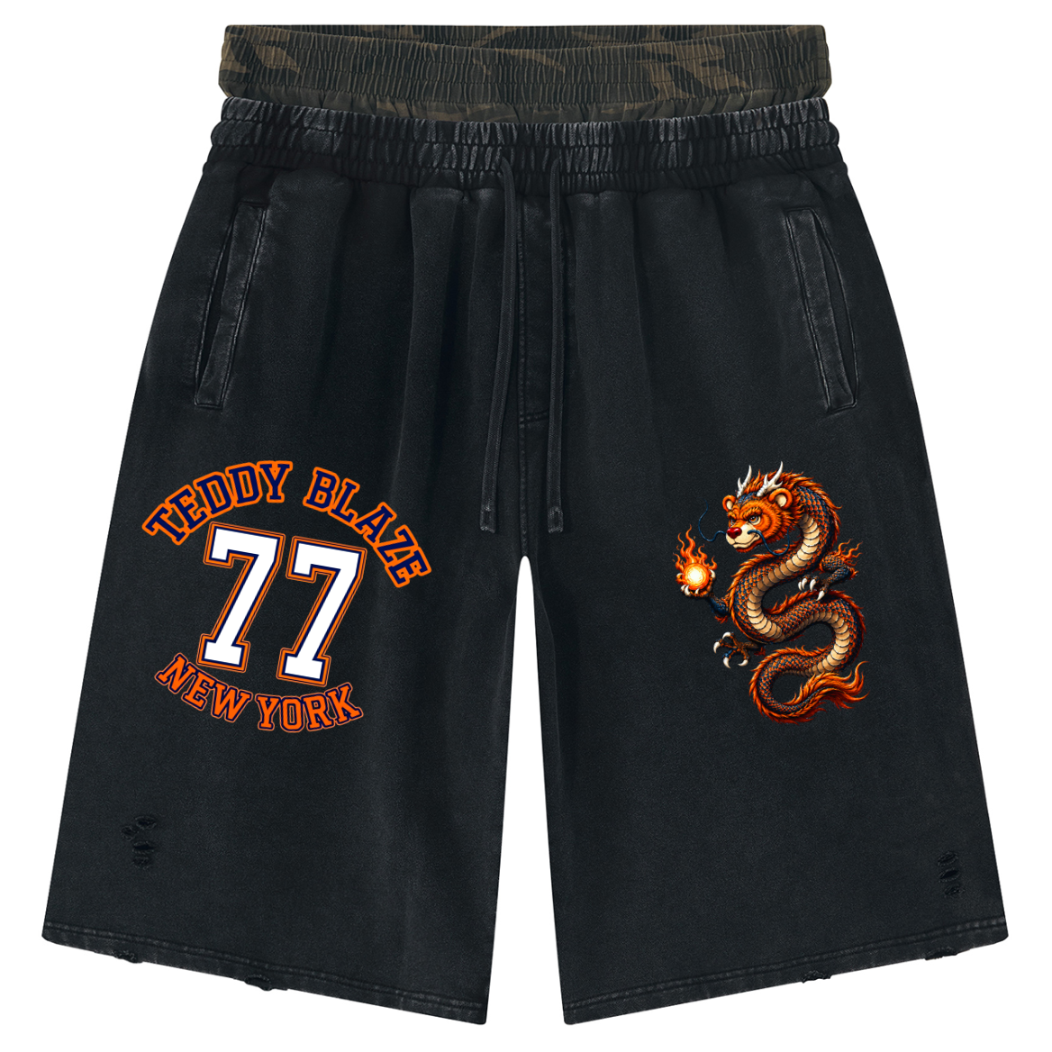 Dragon77 Vintage Wash Distressed Wide Leg Shorts | The TBX Chelsea Collection