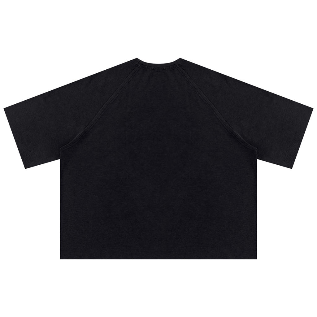 Shop the Teddy Blaze Blaze Rising Mineral Wash Boxy Waffle Tee, a heavyweight 340 GSM unisex streetwear tee featuring the signature Gye Nyame Rising graphic.