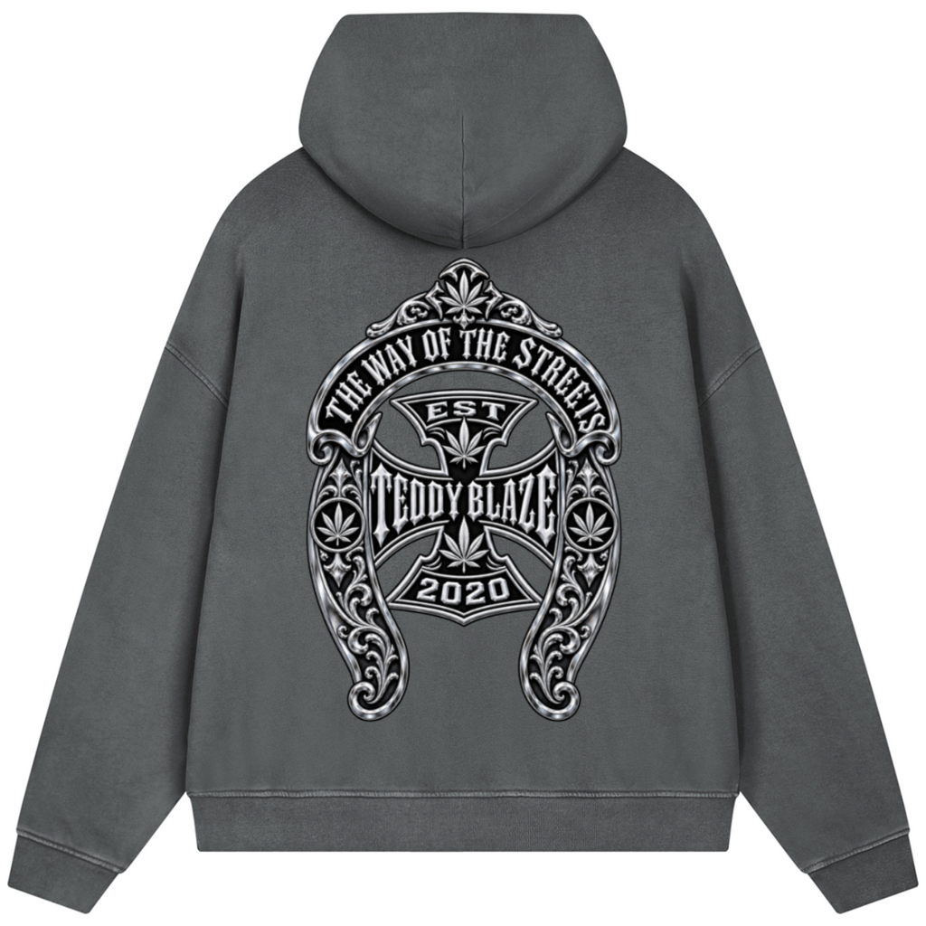 The Way of the Streets Signature Vintage Wash Boxy Cotton Hooded Jumper | MEN OF BLAZE