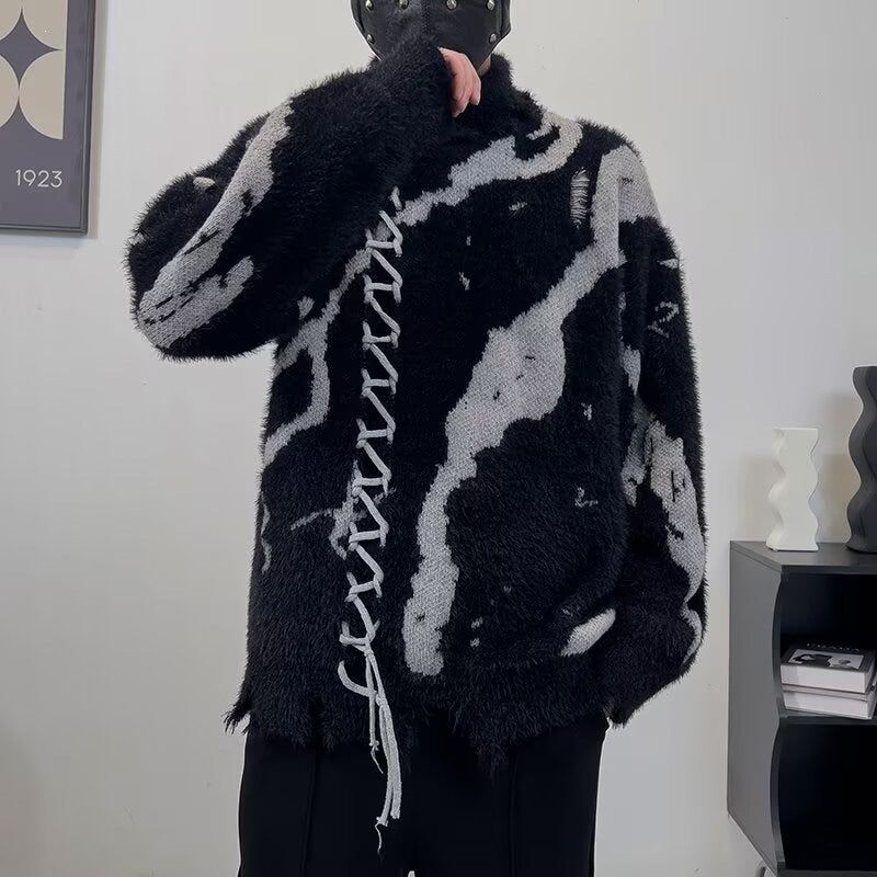 Monochrome Brushed Laced Sweater
