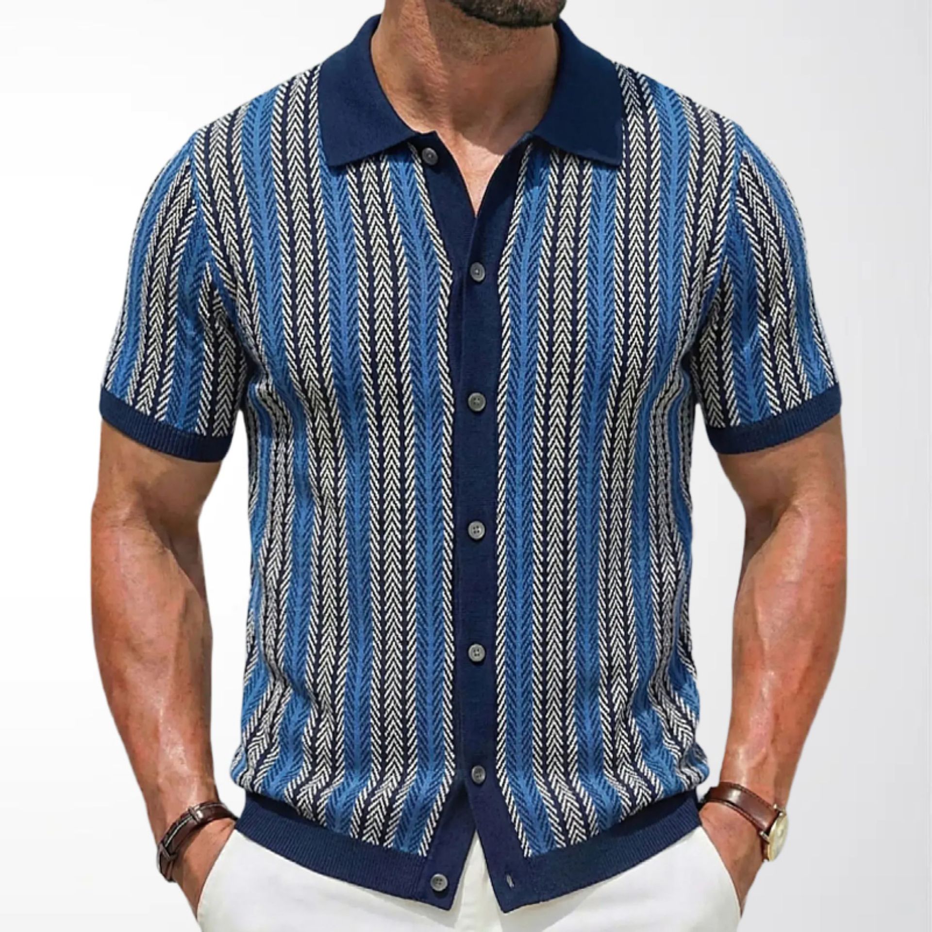 Chevron Knit Cabana Shirt