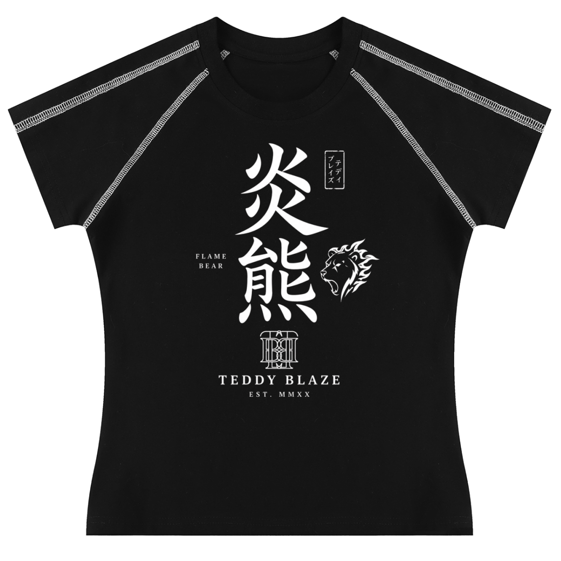 Kanji Contrast Stitch Raglan Tee