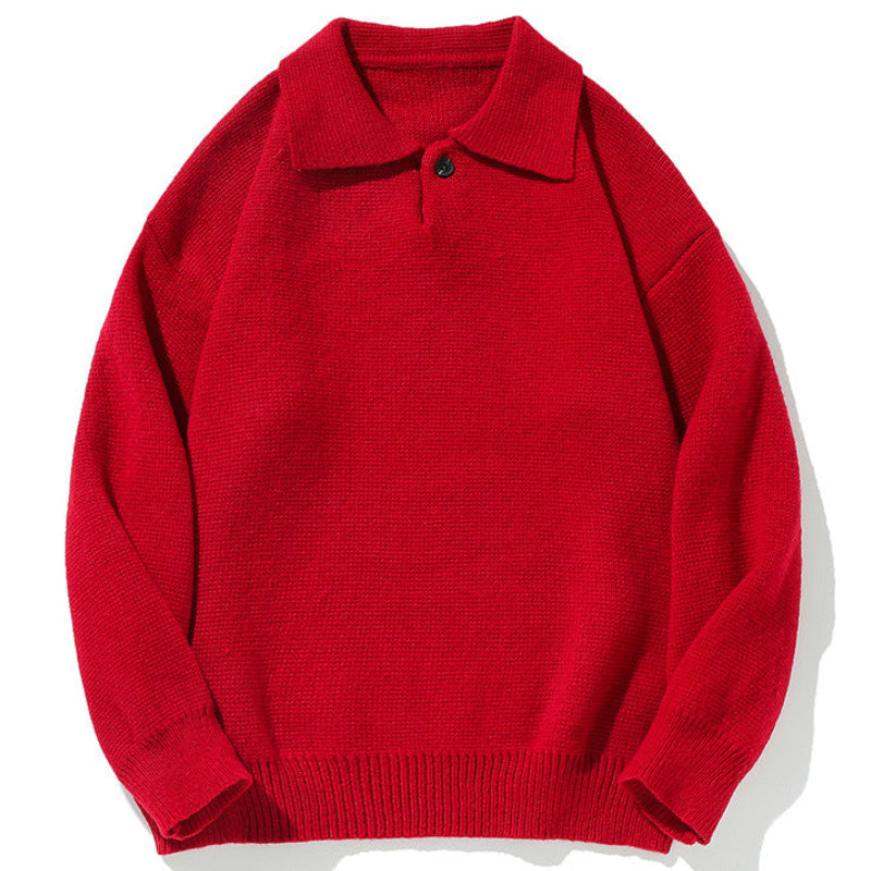 Shop the Iron + Ivy Loose Fit Polo Collar Knit Sweater by Teddy Blaze. Heavyweight textured knit pullover featuring a turn-down polo collar and single button placket.