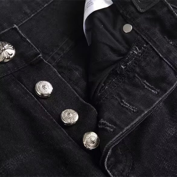 Sovereign Cross Appliqué Slim Denim Trousers